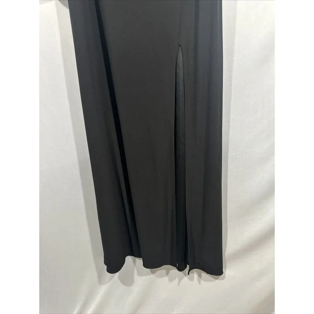 NWT $199 Betsy & Adam [ 8 ] One Shoulder Single Long Sleeve Gown‎ Black